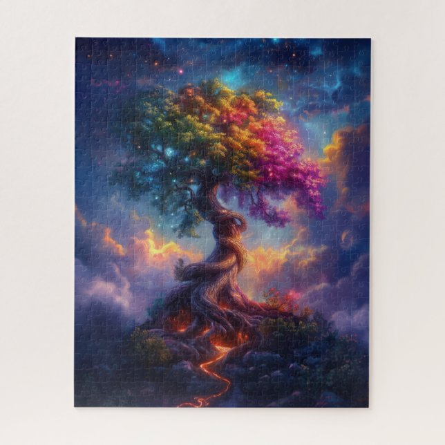 Puzzle Árbol en un paisaje psicodélico (Vertical)