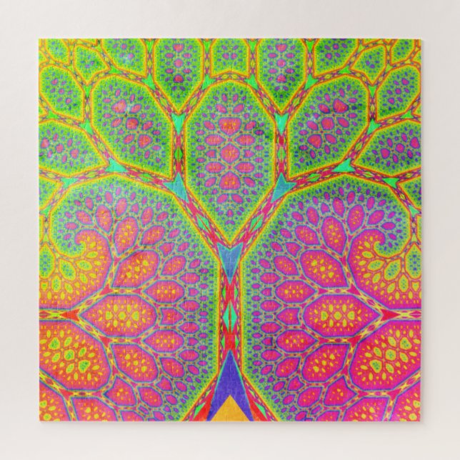 Puzzle Árbol fractal geométrico y groovy funky (Vertical)