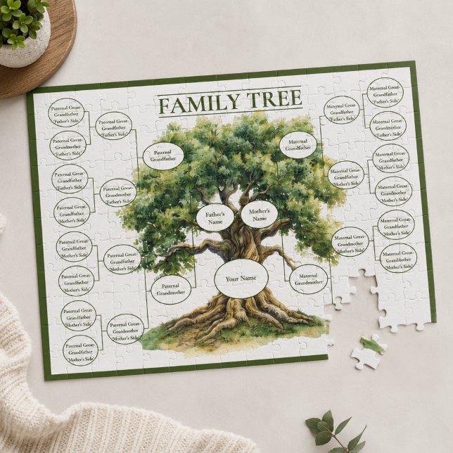 Puzzle Árbol genealógico de cinco generaciones de ascende (Personalized family tree jigsaw puzzle)