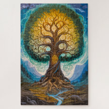 Árbol mágico brillante de la vida girando fantasía