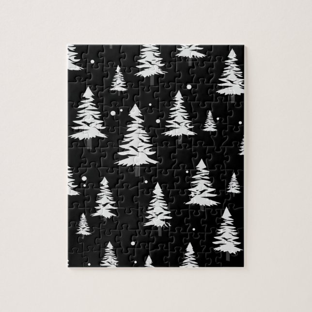 Puzzle Árbol negro y blanco de Navidad (Vertical)