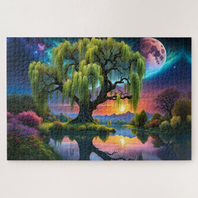 Puzzle Árbol salvaje bajo la luna llena N Starry sky Suns (Horizontal)