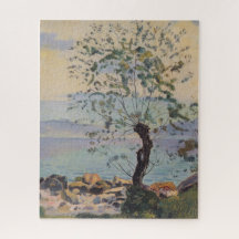 Árbol silvestre junto al lago (paisaje suizo)
