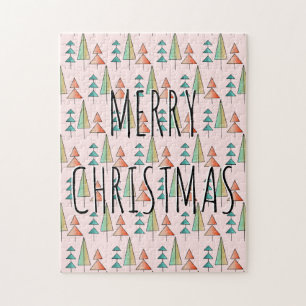 Puzzle árboles de arco iris modernos de mediados de siglo