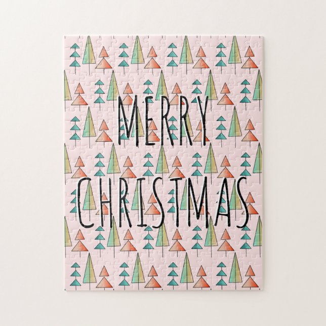 Puzzle árboles de arco iris modernos de mediados de siglo (Vertical)