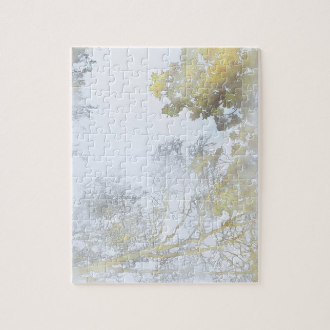 Puzzle Árboles de hoja ancha reflejados en el rompecabeza (Vertical)