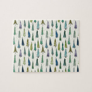 Puzzle Árboles de Navidad modernos patrón ilustrado