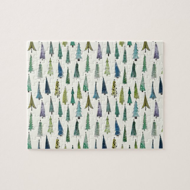 Puzzle Árboles de Navidad modernos patrón ilustrado (Horizontal)