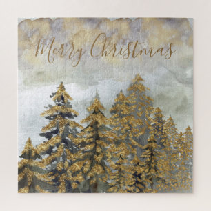 Puzzle Árboles navideños dorados