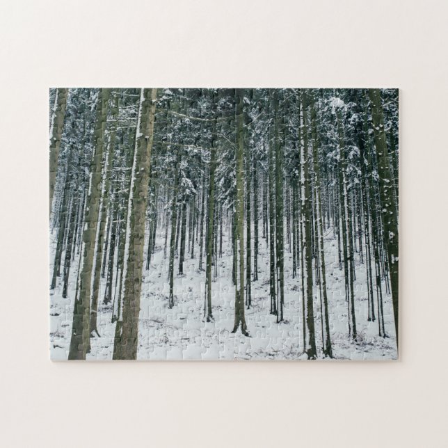 Puzzle Árboles nevados del paisaje del bosque del (Horizontal)