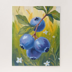 Puzzle Arbusto de arándanos Pintura en acuarela de frut