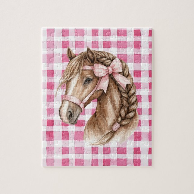 Puzzle Arco de caballo con rayas rosadas (Vertical)