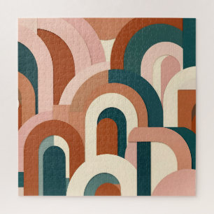 Puzzle Arco geométrico moderno de terracota rosa azul ver