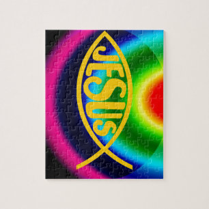 PUZZLE ARCO IRIS DE LOS PESCADOS ICHTHYS CRISTO DE JESÚS