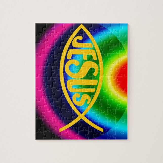 PUZZLE ARCO IRIS DE LOS PESCADOS ICHTHYS CRISTO DE JESÚS (Vertical)