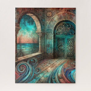 Puzzle Arco místico con puertas ornamentadas y vista al o
