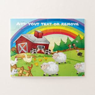 Puzzle Arcoiris, animales de granja, niños,