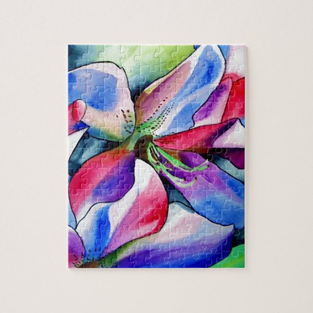 Puzzle Arcoiris Azalea florido original pintura acuarela (Vertical)