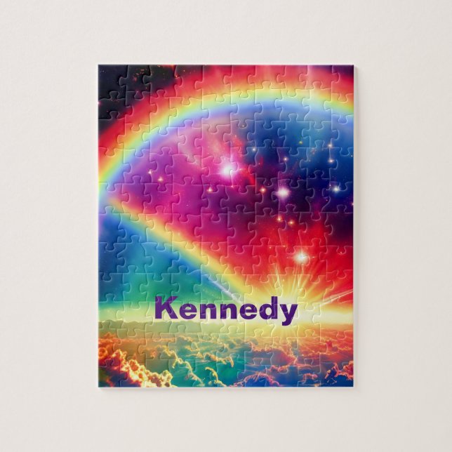 Puzzle Arcoiris cósmico sobre la fantasía de nubes índigo (Vertical)