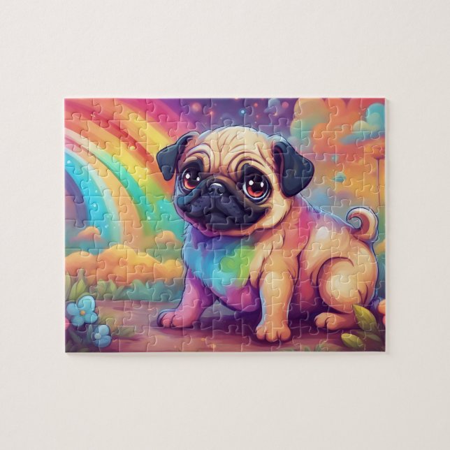 Puzzle Arcoiris cute pug (Horizontal)