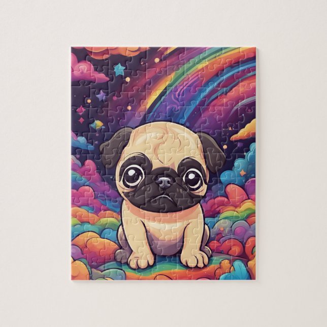 Puzzle Arcoiris cute pug (Vertical)