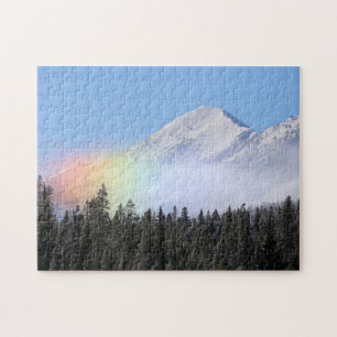 Puzzle Arcoíris de Nieve en Montaña con Viento