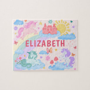 Puzzle Arcoíris Unicornio Nombre Personalizado para Niños