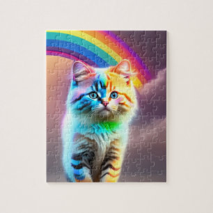 Puzzle Arcoiris Y Gato Pequeño Dulce
