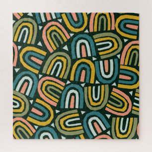 Puzzle Arcos de lluvia en estilo geométrico, patrón vinta