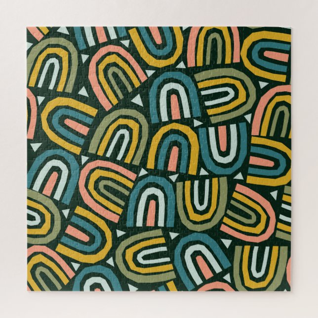 Puzzle Arcos de lluvia en estilo geométrico, patrón vinta (Vertical)