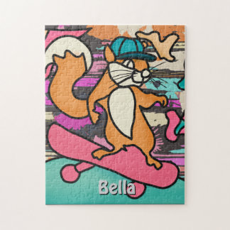 Puzzle Ardilla Retro en la calle en Skateboard | Divertid