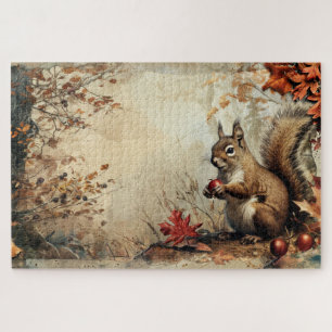 Puzzle Ardilla Vintage y Bellotas en Otoño 20x30