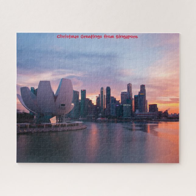 Puzzle Área de Marina y horizonte de Singapur. Rompecabez (Horizontal)