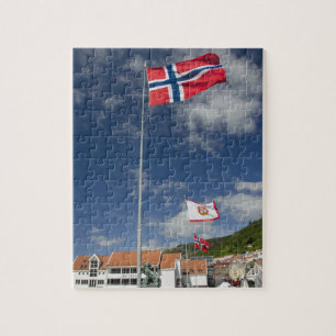 Puzzle Área histórica del puerto en el centro de Bergen c