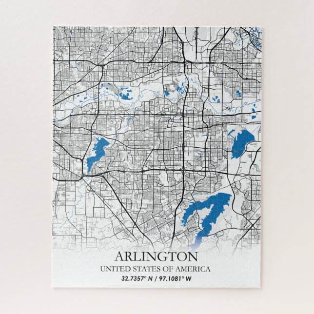 Puzzle Arlington Texas USA City Travel City Map (Vertical)
