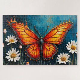 Puzzle Arma de alas de monarca brillante con fuego brilla