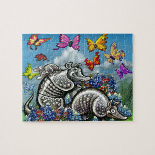 Puzzle Armadillos Bluebonnets Mariposas Flores silvestres