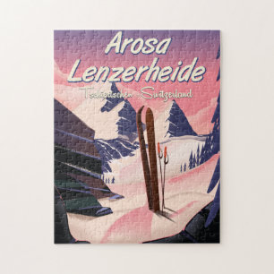 Puzzle Arosa Lenzerheide, poster de esquí de Suiza. Imán