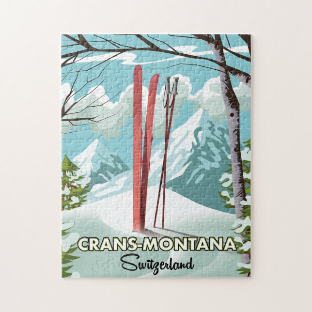 Puzzle Arosa Lenzerheide, poster de esquí de Suiza. Magne (Vertical)