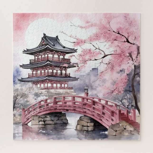 Puzzle Arquitectura rosa sakura japonesa (Vertical)