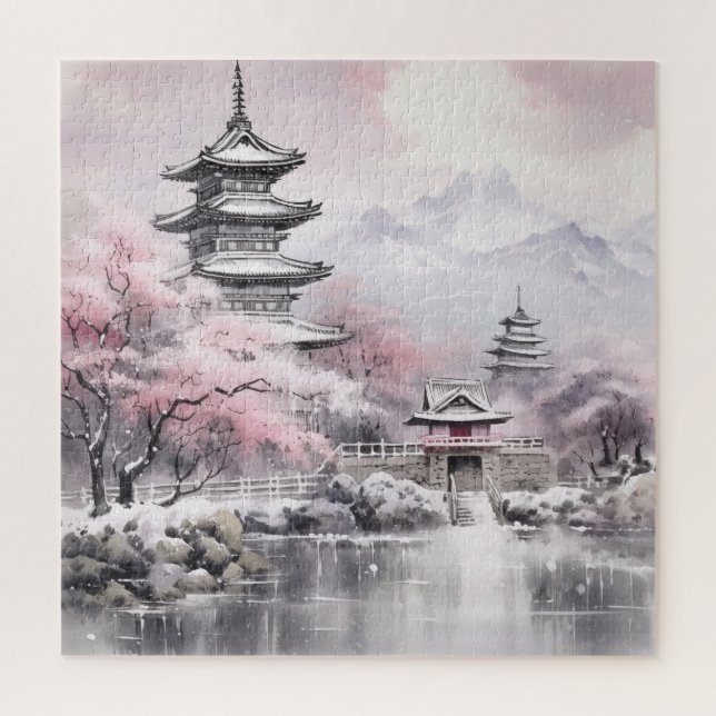 Puzzle Arquitectura rosa sakura japonesa (Vertical)