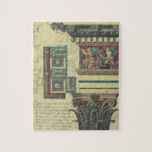 Puzzle Arquitectura vintage, columna con moldura de corni