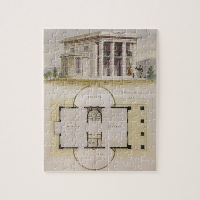 Puzzle Arquitectura vintage, planta baja y villa griega (Vertical)