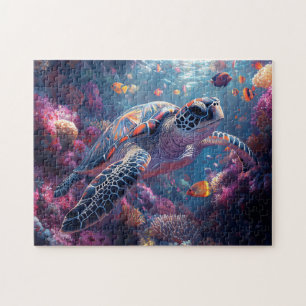 Puzzle Arrecife de coral púrpura de tortuga marina