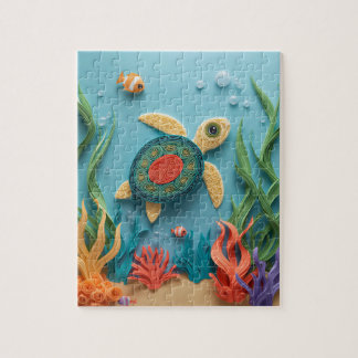 Puzzle Arrecife de Tortuga Marina Quilling de Papel