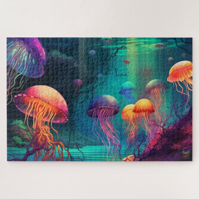 Puzzle Arrecife 🐙 Luminescente: Sueños de medusas 🌊 (Horizontal)