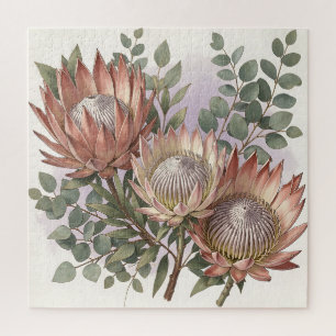 Puzzle Arreglo botánico de eucalipto protea rosa