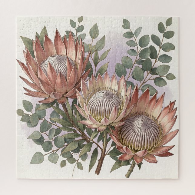 Puzzle Arreglo botánico de eucalipto protea rosa (Vertical)