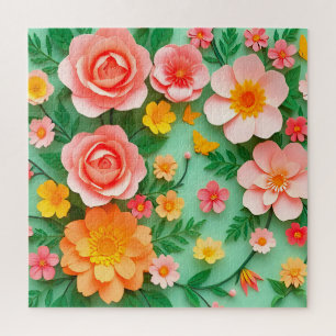 Puzzle Arreglo de flores de papel coloridas