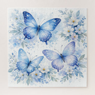 Puzzle Arreglo floral de mariposa azul